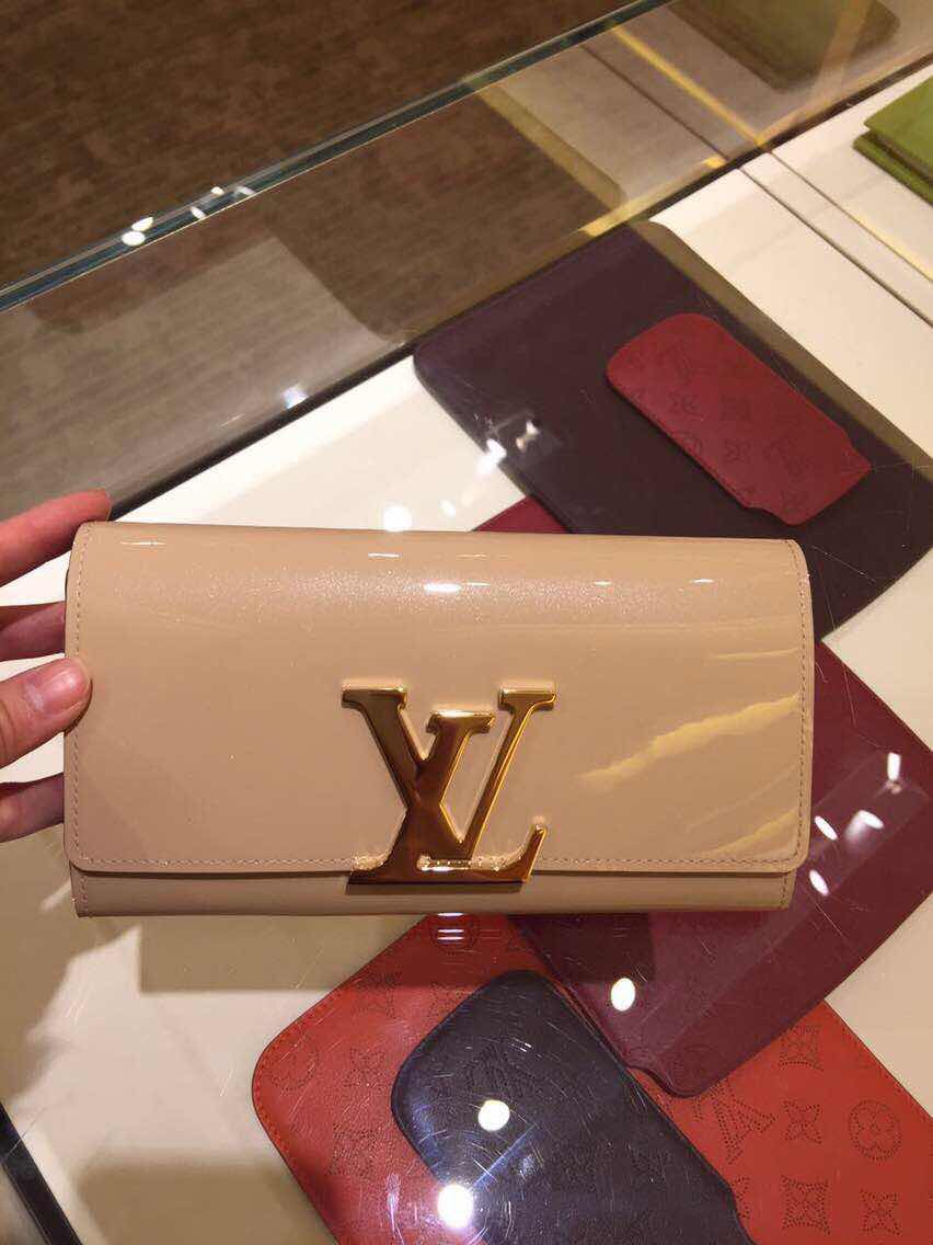 Real Louis Vuitton Louise Long Wallet M61318 Dune